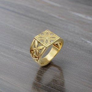 Hawaiian Quilt CZ Ring - Hawaiian ring - Gold Ring - Heirloom Jewelry - gifts for her - Gold band