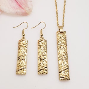 Jewelry Set G - Hawaiian Earrings - Hawaiian Necklace - Made in Hawaii - Gift for Her - Floral Jewelry - Gold Earrings - Polynesian Jewelry