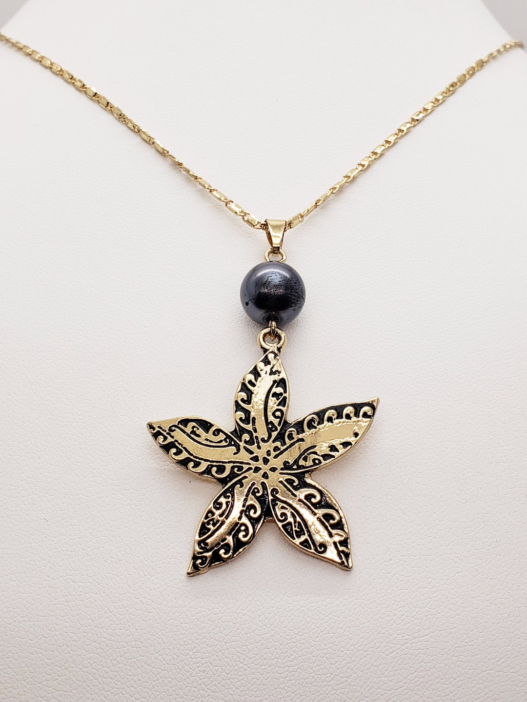 Starfish Pearl Necklace Pearl Pendant Gold Chain Gifts Etsy