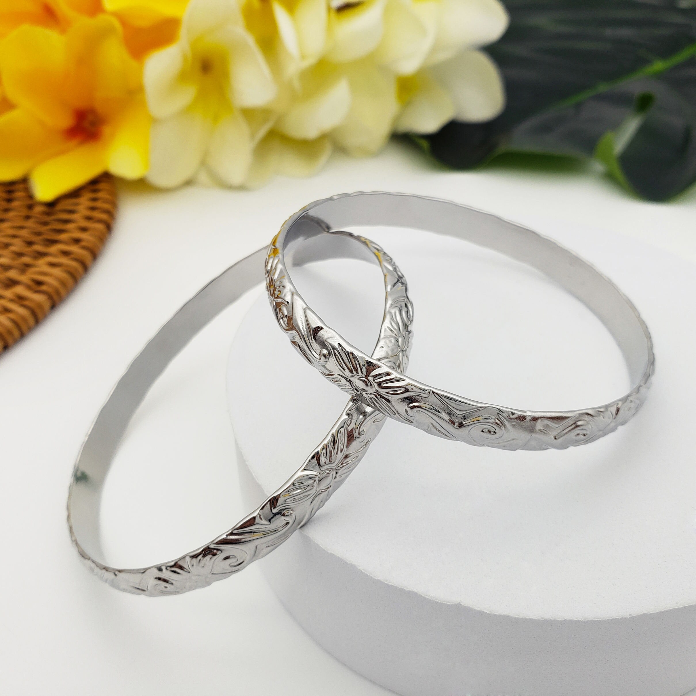 8mm Silver Hawaiian Bangle Bracelet Hawaiian Heirloom Etsy