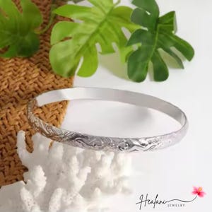 8mm Silver Hawaiian Bangle Bracelet - Hawaiian Jewelry - Beach Jewelry - Silver Bracelet - Gifts for her - Made in Hawaii