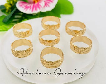 8mm Traditional Hawaiian Scalloped Edge Band Ring - Hawaiian ring - Gold Ring - Heirloom Jewelry - gifts for her