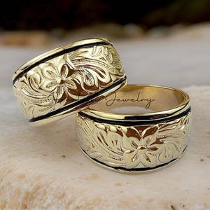 Hawaiian Heirloom Barrel Plumeria Ring - Hawaiian ring - Gold Ring - Heirloom Jewelry - gifts for her - Gold band