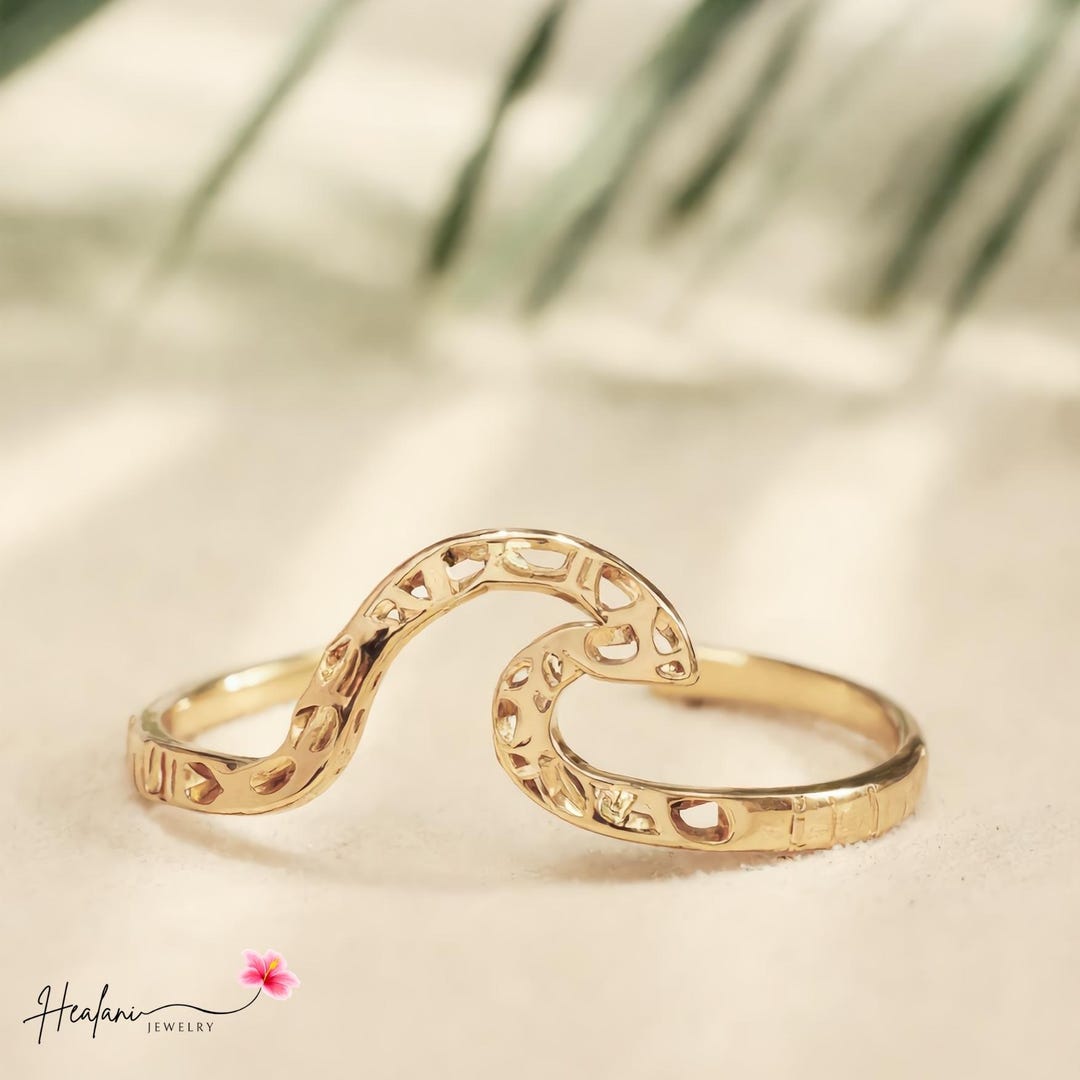 Gold Adjustable Ocean Wave Ring - Beach Jewelry - Boho Jewelry - Silver ...