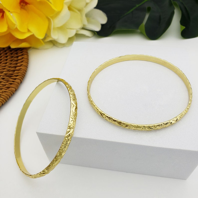 Gold Hawaiian Bangle Bracelet Hawaiian Heirloom Etsy