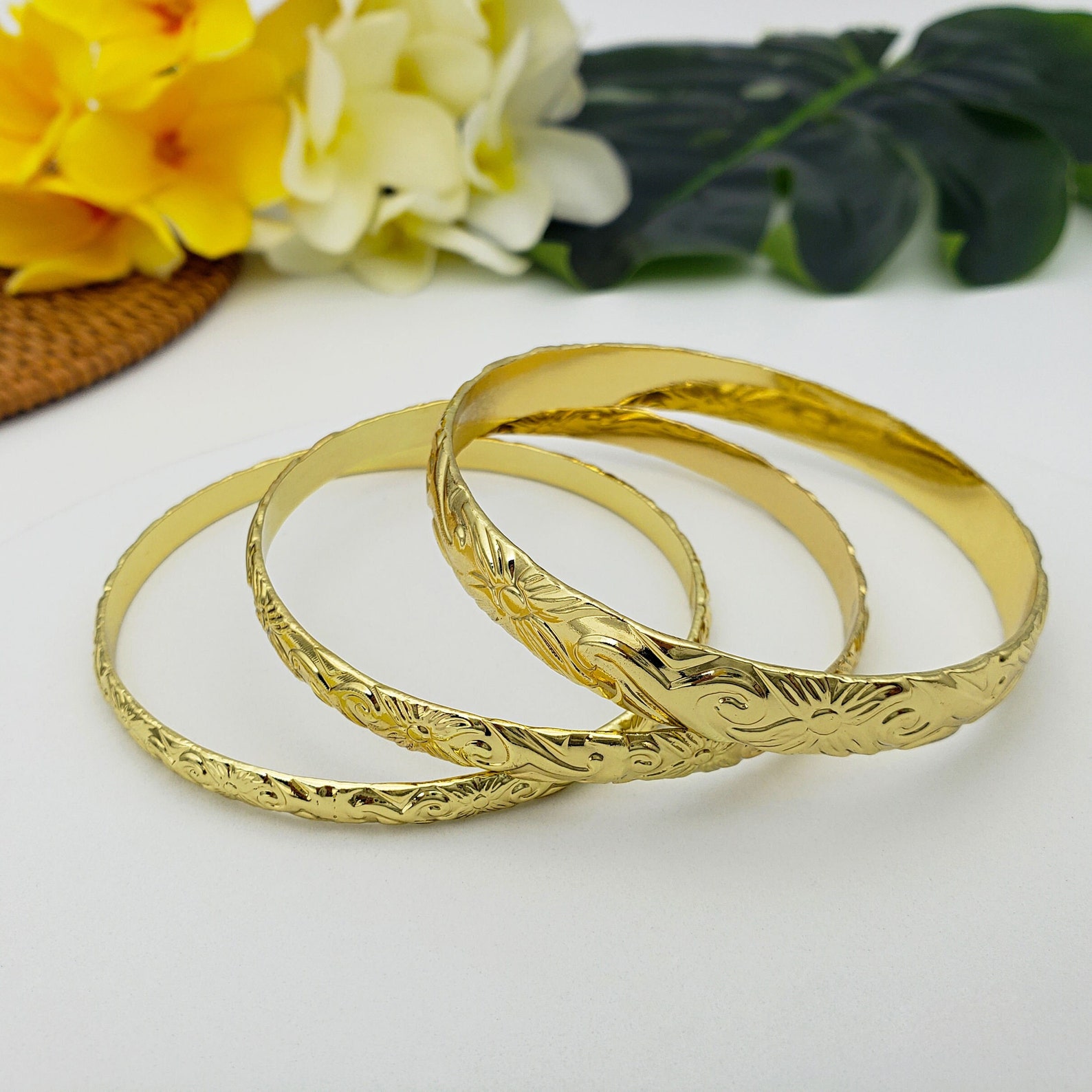Gold Hawaiian Bangle Bracelet Hawaiian Heirloom Etsy
