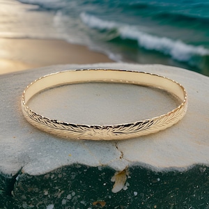 6mm Gold Hawaiian Maile Bangle Bracelet - Hawaiian Jewelry - Beach Jewelry - Gold Bracelet - Gifts for her - Made in Hawaii