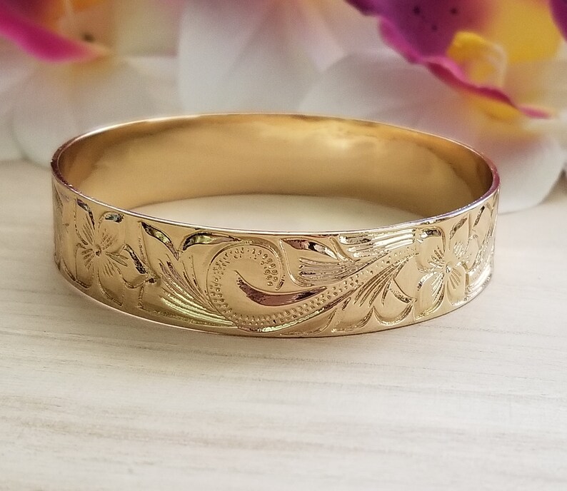 15mm Gold Hawaiian Bangle Bracelet Hawaiian Bracelet Etsy