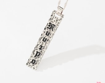 Silver Kuuipo Hawaiian Vertical Bar Necklace - Hawaiian Necklace - Floral Jewelry - Silver Necklace - Gifts for her