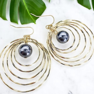 Wire Hoop Earrings - Hawaiian Earrings - Dangle Earrings - Made in Hawaii - Gift for Her - Floral Jewelry