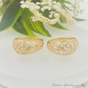 12mm Hawaiian Ali&#39;i Scroll Ring - Hawaiian ring - Gold Ring - Hawaiian Jewelry - Gifts for her - Gold band - Dome Ring - Tapered Ring