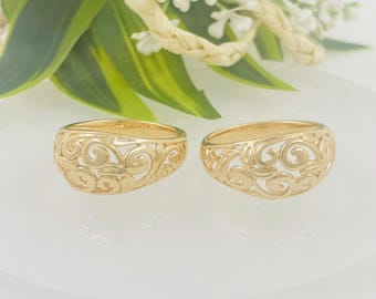 12mm Hawaiian Ali'i Scroll Ring - Hawaiian ring - Gold Ring - Hawaiian Jewelry - Gifts for her - Gold band - Dome Ring - Tapered Ring