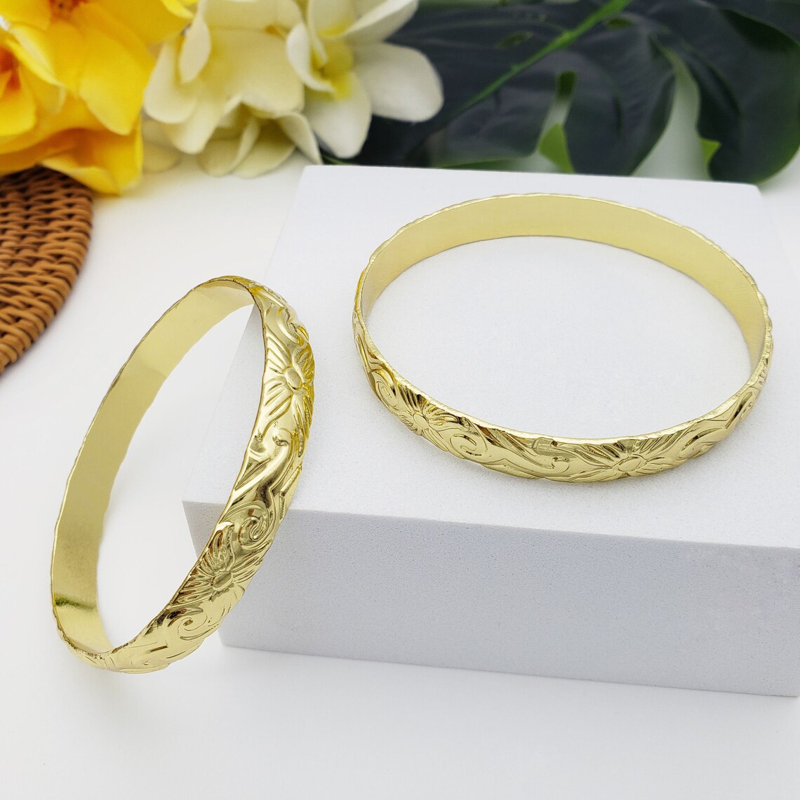 Gold Hawaiian Bangle Bracelet Hawaiian Heirloom Etsy