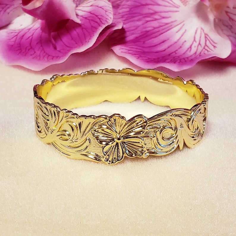 18mm Gold Hawaiian Bangle Bracelet Hawaiian Bracelet Etsy