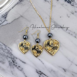 Jewelry Set - Mothers Day Jewelry Set - Hawaiian Earrings - Hawaiian Necklace - Gift for Her - Floral Jewelry - Gold Earrings