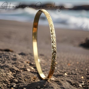 4mm Gold Hawaiian Bangle Bracelet - Hawaiian Jewelry - Beach Jewelry - Gold Bracelet - Gifts for her - Made in Hawaii