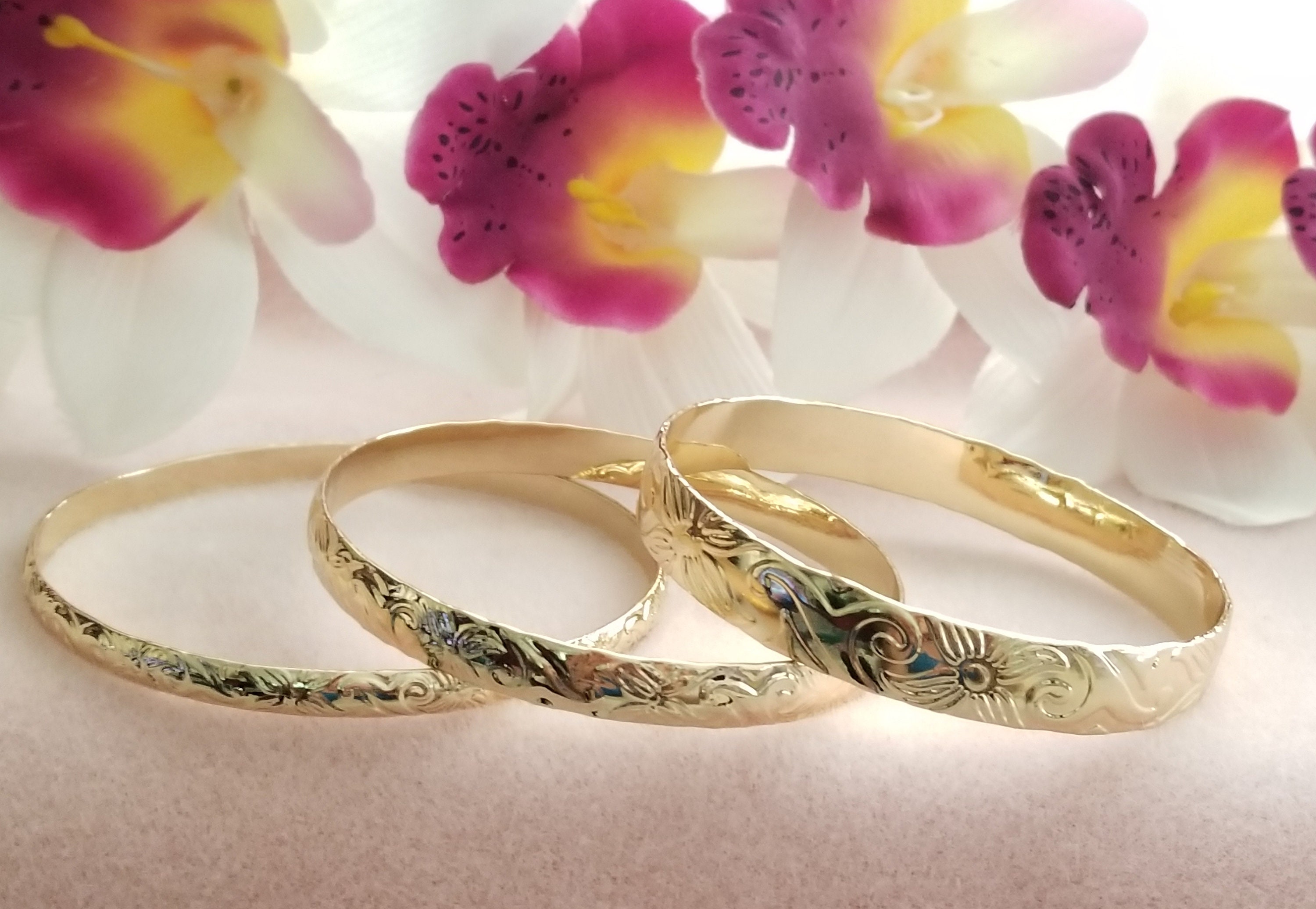 Gold Hawaiian Bangle Bracelet Hawaiian Heirloom Etsy