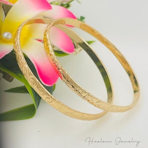 6mm Gold Hawaiian Bangle Bracelet - Hawaiian Jewelry - Beach Jewelry - Gold Bracelet - Gifts for her - Made in Hawaii
