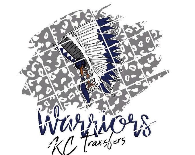 Warriors Navy Blue Headdress Team Spirit Ready To Press Sublimation Transfer Or Iron On Vinyl Transfer