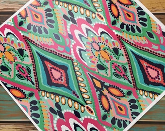 Bright Pattern Heat Transfer Vinyl 12x12 SheetSublimation and Iron On Vinyl
