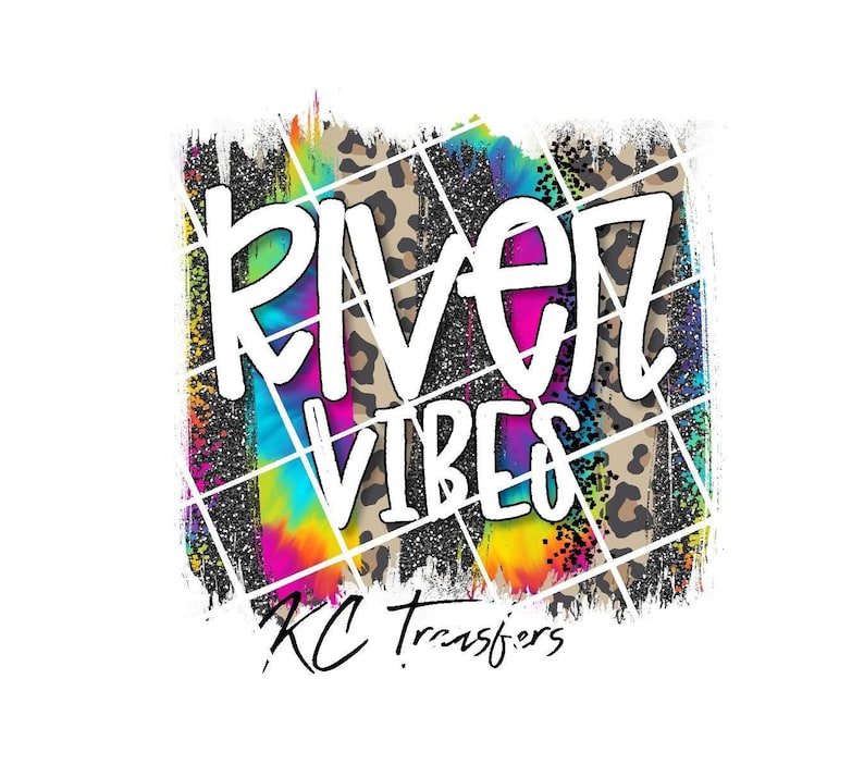 River Vibes Tie Dye Leopard Retro Summer Beach Vacation Ready To Press Sublimation Transfer Or Iron On Vinyl Transfer
