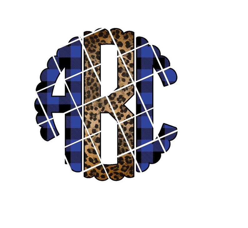 Download Blue Buffalo Plaid And Leopard Scalloped Circle Monogram ...