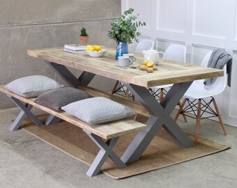 Reclaimed Dining Table With Rustic Wood Top (King's Cross)