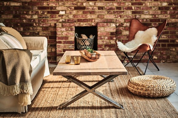 Oak Coffee Table With Steel X Frame - X Frame Coffee Table Wood Oak Coffee Table With Steel X Frame - X Frame Coffee Table Wood