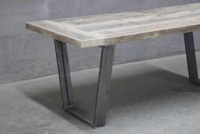 Reclaimed Industrial Dining Table With Steel Frame woburn Etsy UK
