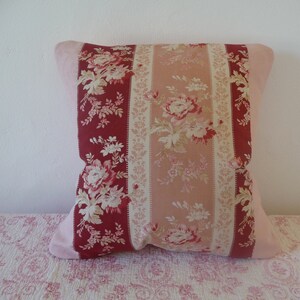 vintage French fabric pillow case,, FREE DELIVERY handmade, Fabulous rose fabric, French linen