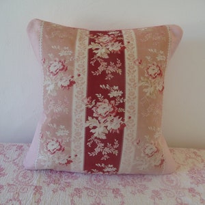 Vintage French fabric pillow,, FREE DELIVERY Hand made vintage French rose fabric pillow case