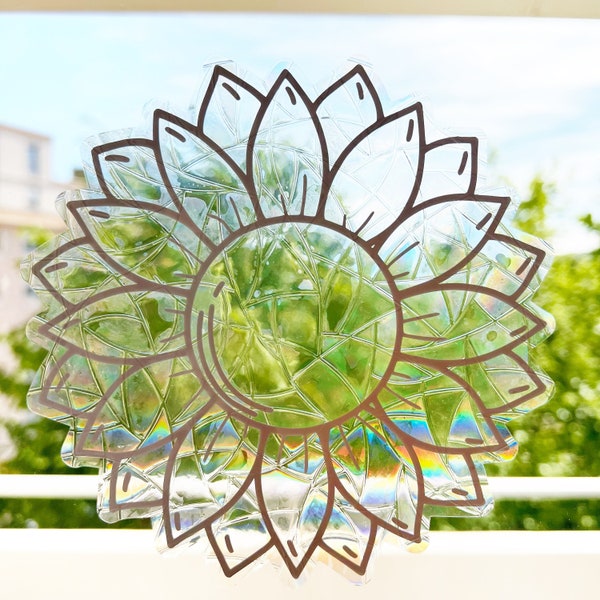 Rainbow Catcher Window "Sun Flower" sticker - Suncatcher - Decal - sunscreen - reusable sticker