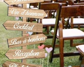 Personalized Vinyl Wedding Directional Sign Label - Rustic Country Ceremony - Directional Arrow for Wedding (3)