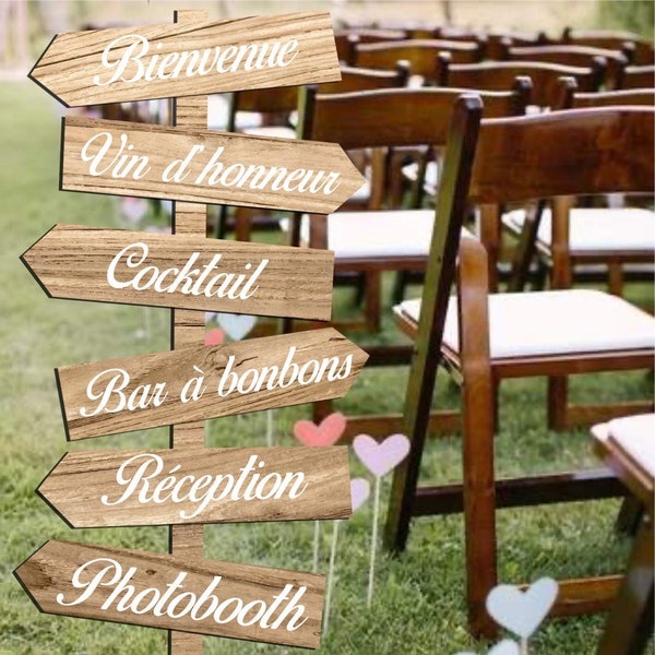 Étiquette panneau directionnel Mariage personnalisé - Flèche directionnel pour mariage - Panneau pour Baptême, fête, décoration (3)