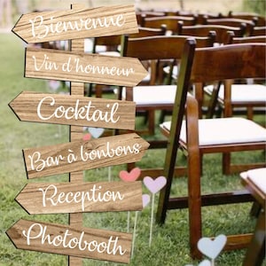Directional sign label - Wedding, Baptism, party, decoration - Personnalized