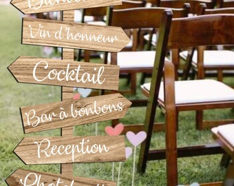 Étiquette panneau directionnel vinyle - Mariage, Baptême, fête, décoration - Personnalisé