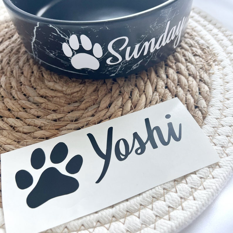 Étiquettes prénom animaux chien et chat Autocollants personnalisables animal de compagnie Stickers waterproof gamelle animaux image 6