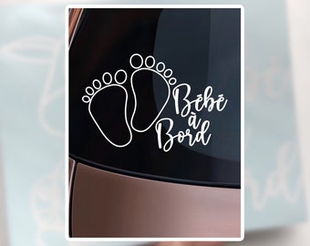 Baby on Board Car Sticker – White Baby Feet Decal for Rear Window – Car Safety Accessory for New Parents