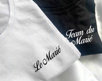 Etiquettes T-shirt enterrement de vie de garçon- sticker EVJG - cadeau célébration mariage - t-shirt Team du marié - Noir ou blanc