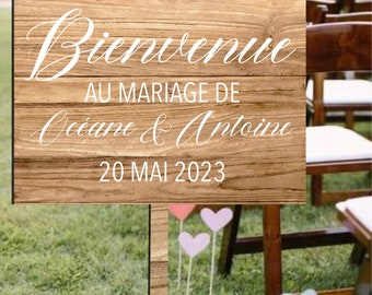 Étiquette panneau Bienvenue vinyle pour mariage  Mariage personnalisable -  Baptême, fête, décoration -