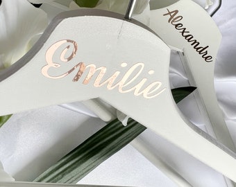 Wedding Hanger Name Tag Personalized Gold pink - Wedding Decals - Bridesmaid and groomsmen gifts