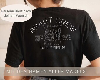 JGA shirt women with name, bride + crew shirt, hen party t-shirt personalized, bride t-shirt, team bride shirt, Jga ideas