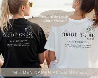 JGA T-shirt women with name, bride + crew shirt, hen party t-shirt personalized, bride T-shirt, team bride shirt, Jga ideas