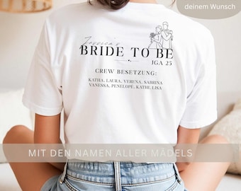 JGA T-shirt women with name, bride + crew shirt, hen party t-shirt personalized, bride T-shirt, team bride shirt, Jga ideas
