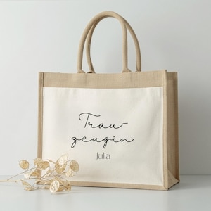 Trauzeugin Tasche personalisiert mit Name, Jute Tasche Hochzeit, Trauzeugin Geschenk JGA , Bridal Bag, Team Braut, Getting Ready Tasche