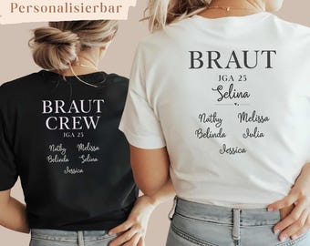 JGA shirt women with name, bride + crew shirt, hen party t-shirt personalized, bride t-shirt, team bride shirt, Jga ideas