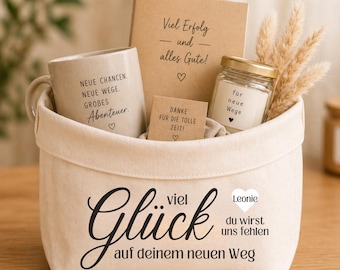 Abschiedsgeschenk Kollegin personalisiert – Viel Glück auf deinem neuen Weg – Geschenk zum Jobwechsel, Kollegin Abschied, Neuer Job Geschenk