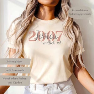 18th birthday personalized gift women, gift ideas with name for 18th birthday daughter girlfriend T-shirt 2007 birthday shirt tee