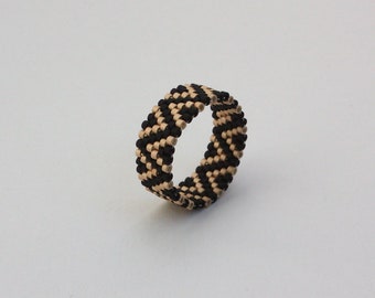 Jewelry boho hippie beaded ring black gold