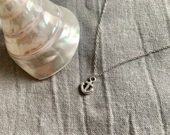 Silberne Kette mit maritimem Anhänger Anker, Geburtstagsgeschenk beste Freundin, Geschenk Frau, sommerlicher Schmuck